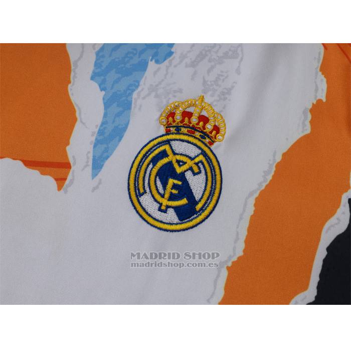 Chandal del Real Madrid Manga Corta 2024-2025 Blanco y Amarillo - Pantalon Corto